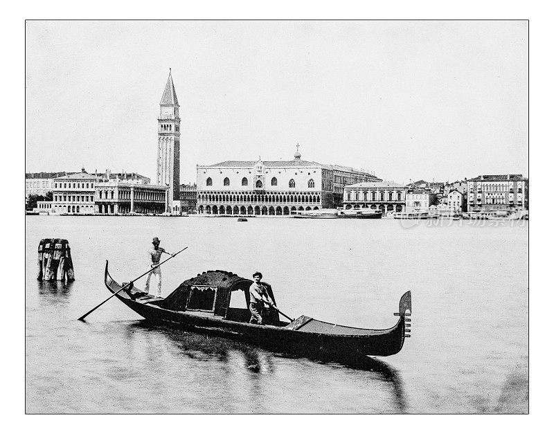 威尼斯(意大利)的Doge's Palace (Palazzo Ducale)的古董照片